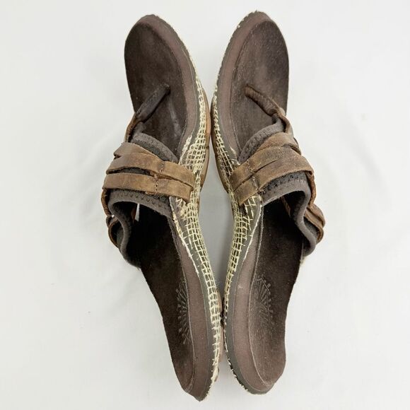 Cushe MANUKA Brown Leather Woven Upper Thong Toe Slip on Flipflop Sandals main image 12